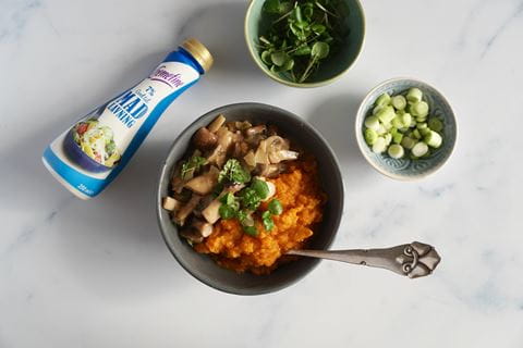 recipe image Svamperagout med sødkartoffelmos - af @Carrotstick