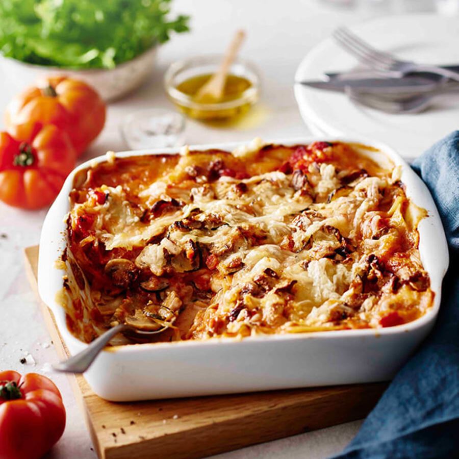 recipe image Vegetarisk lasagne med champignoner og squash