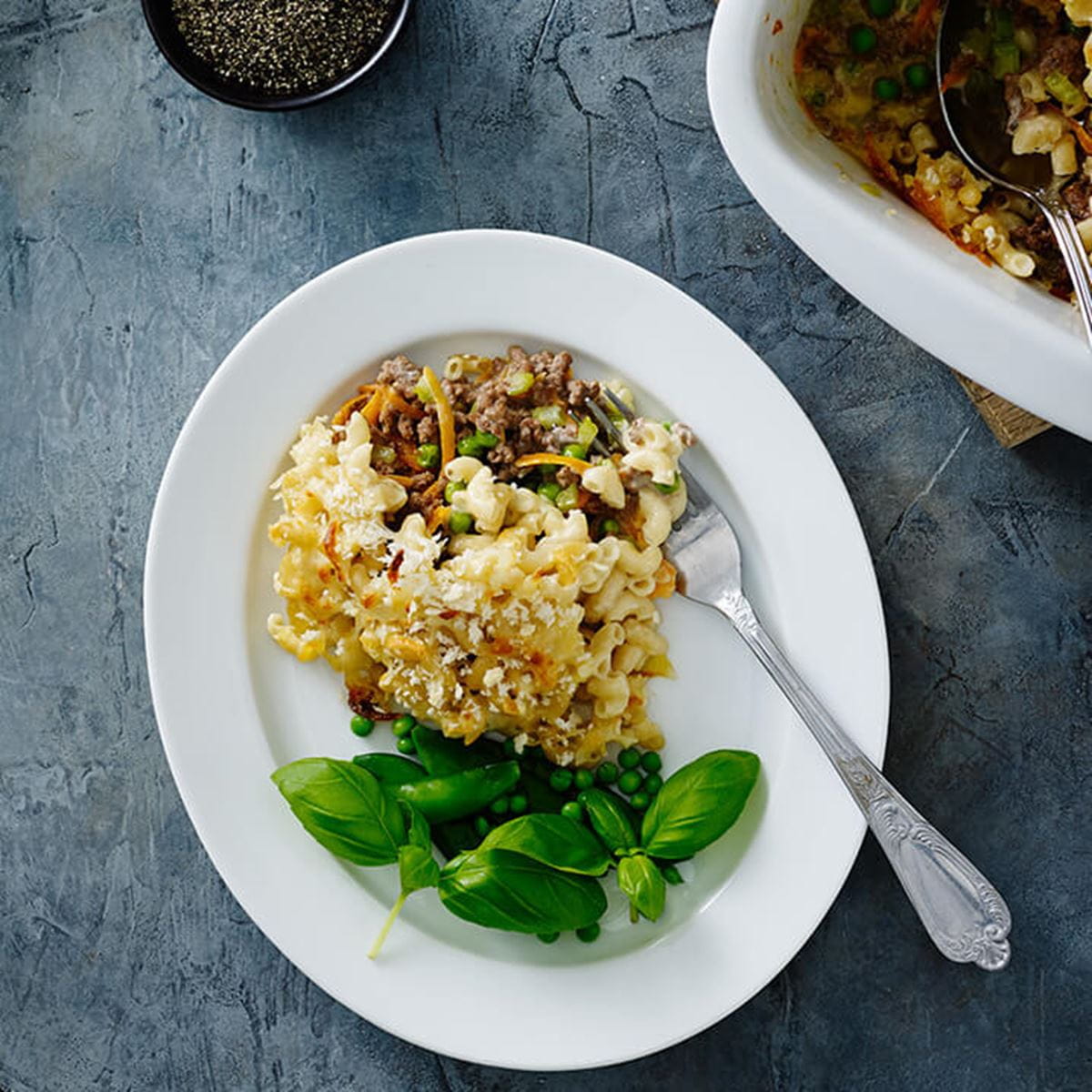 recipe image Oksefad med "macaroni and cheese"